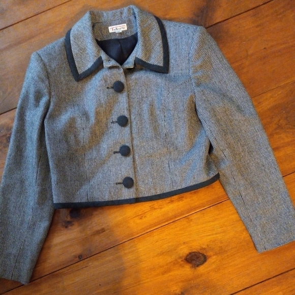 - Talbots Jacket Womens Size 10 Black White Wool Knit  Long Sleeve … - Picture 1 of 7